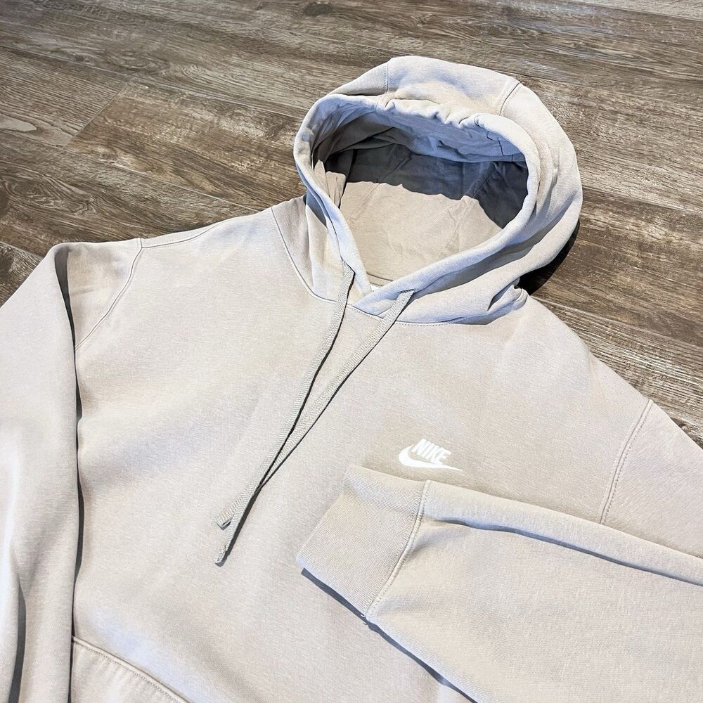 Nike Sportswear Club Fleece Hoodie Mens XL Khaki Tan Pullover Logo BV2654-247